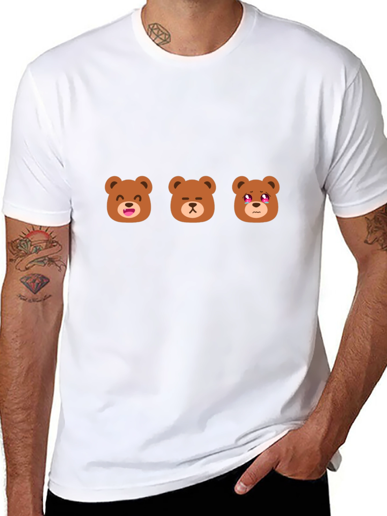 Emoji Bear T-Shirt - Black Cotton Blend Tee