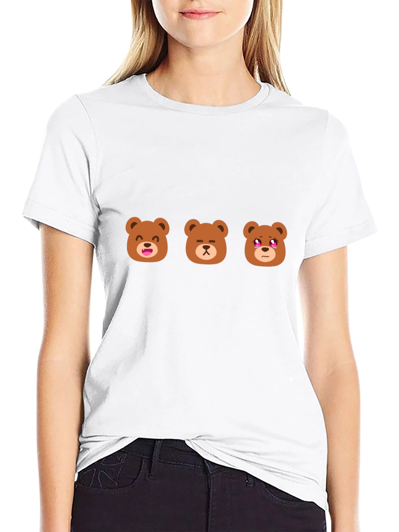 Emoji Bear T-Shirt - Black Cotton Blend Tee