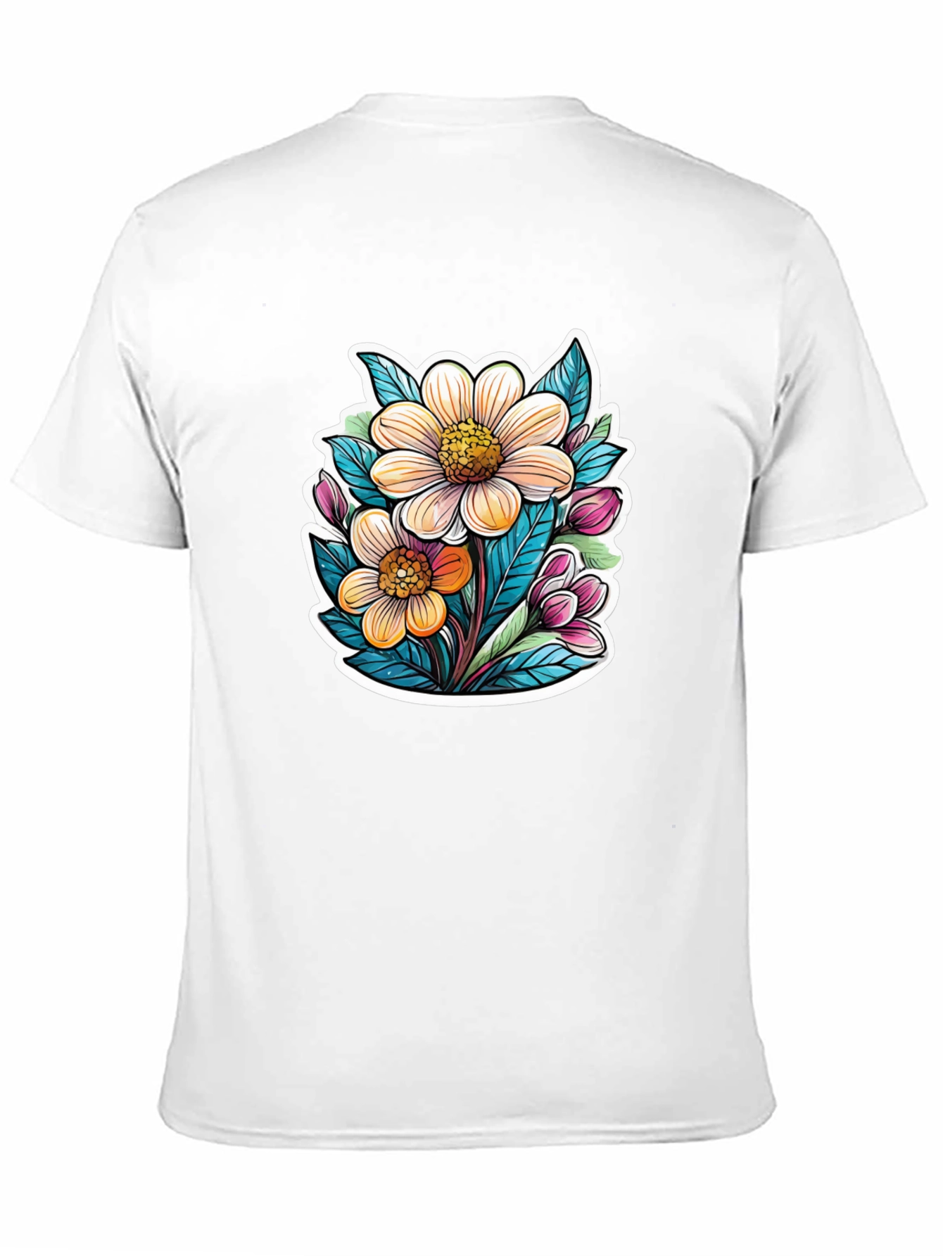 Floral Graphic Tee - Trendy Black T-Shirt