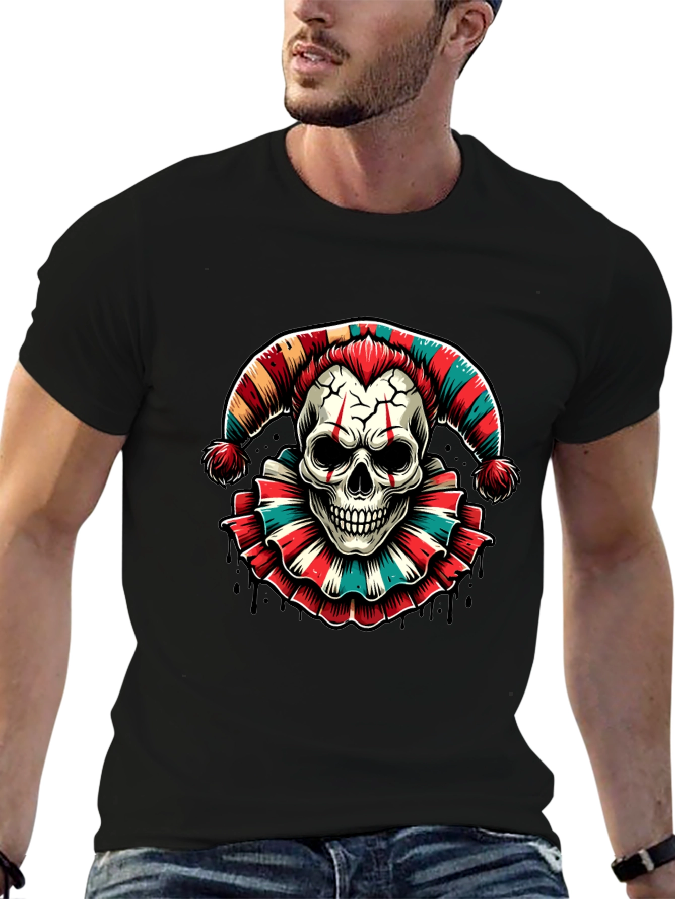 Skull Jester Graphic Tee - Mens Black T-Shirt
