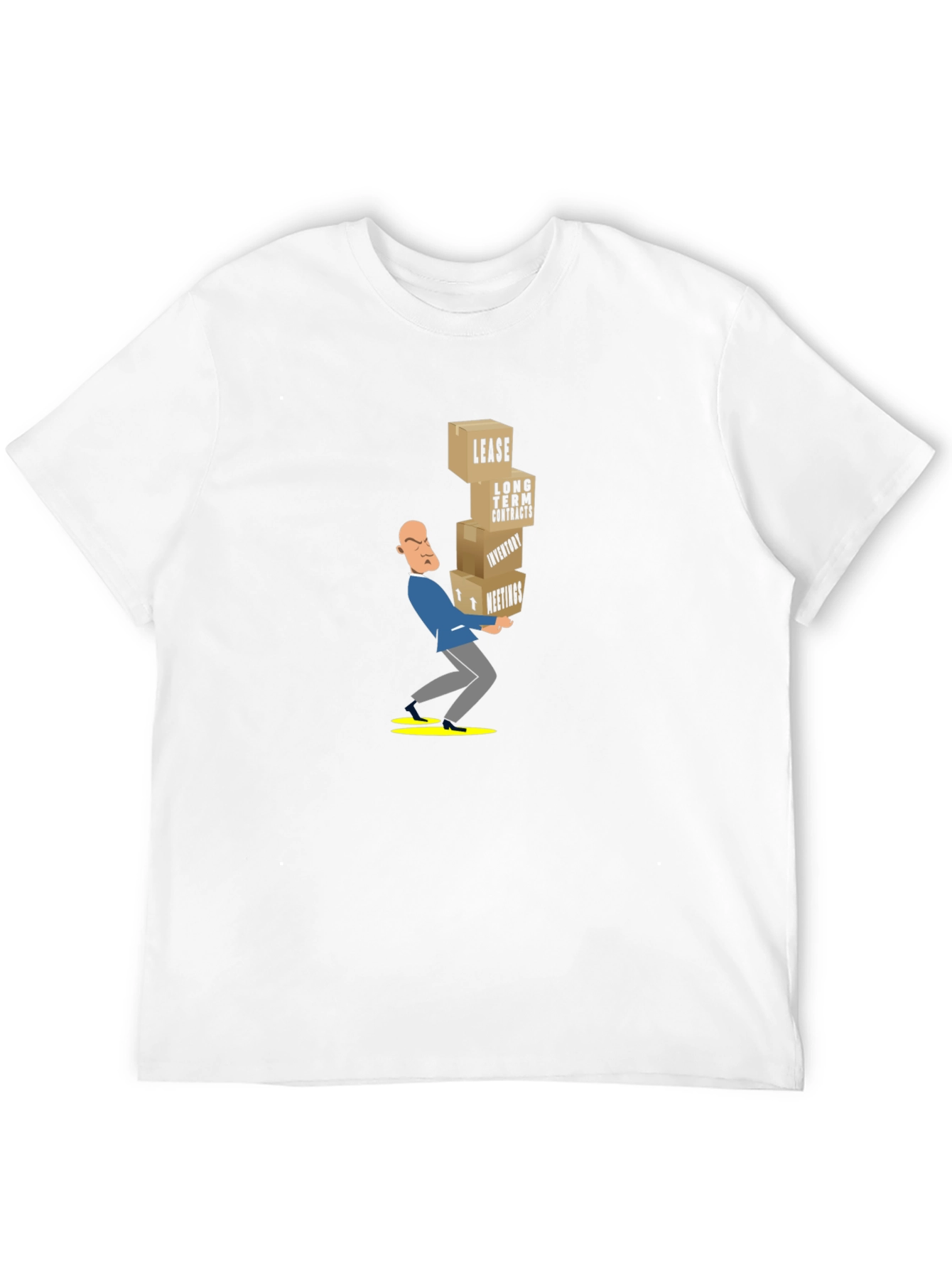 Black T-Shirt with Stressed Business Cartoon