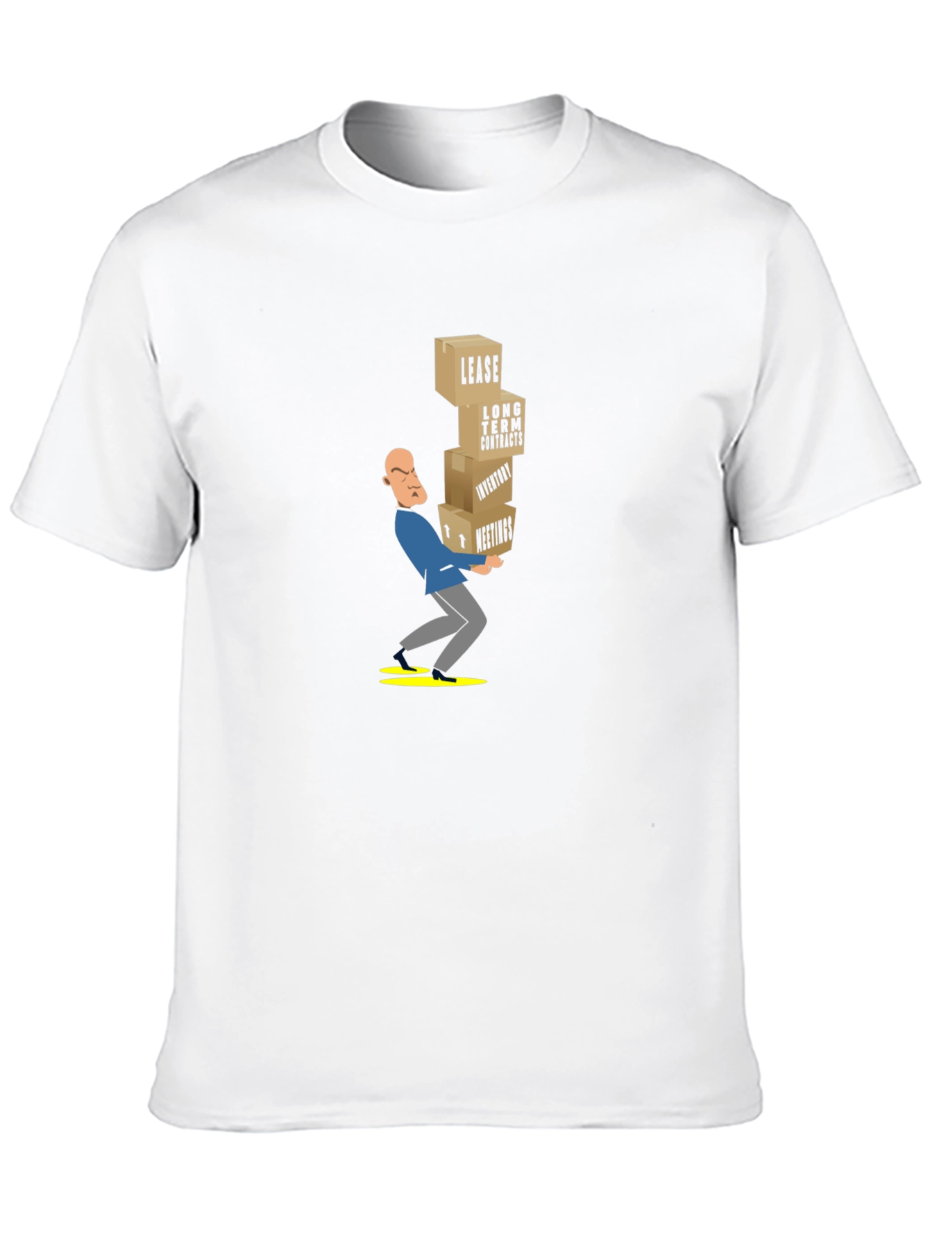 Black T-Shirt with Stressed Business Cartoon