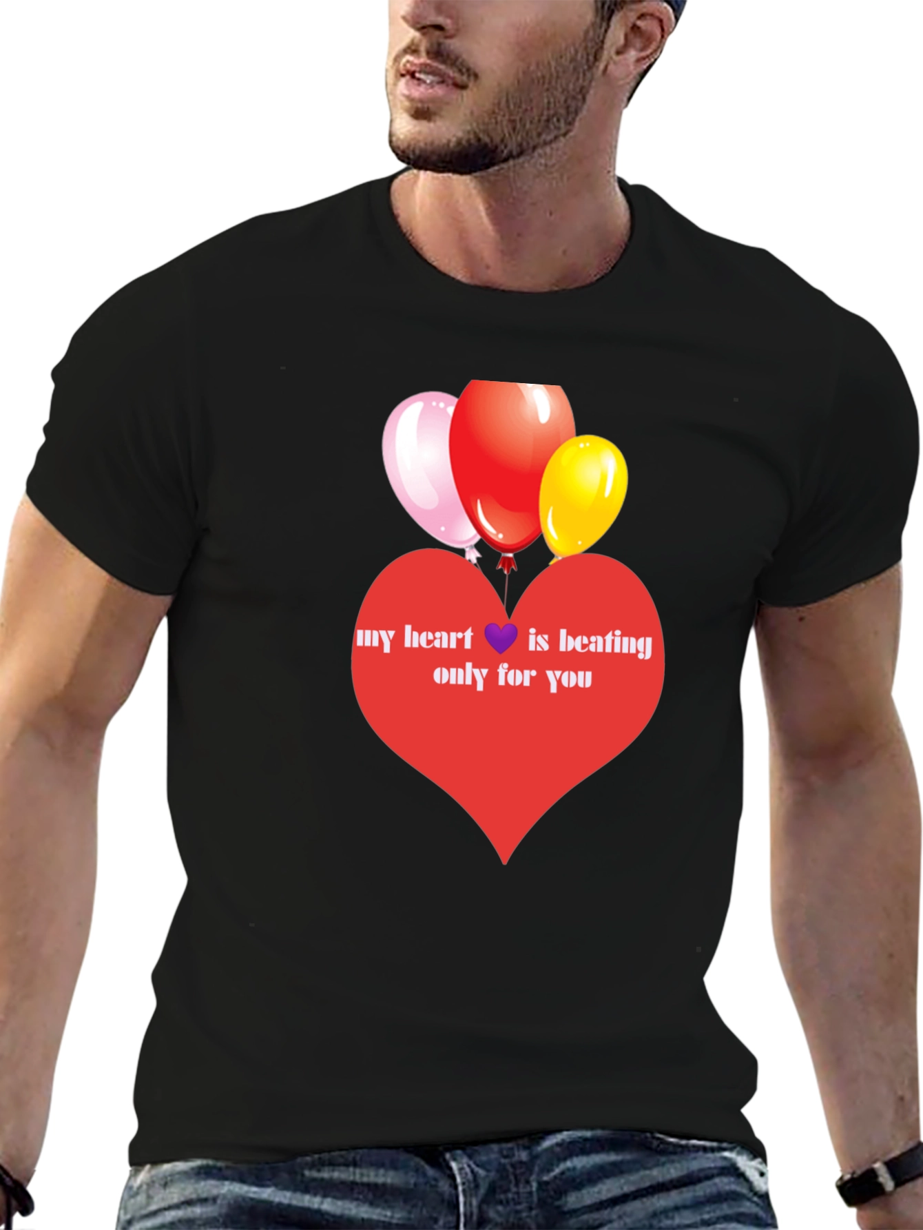 Heart Balloons Graphic Tee - Love Expression Shirt