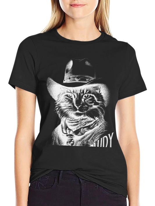 Cool Cat Cowboy T-Shirt - Unique Graphic Tee