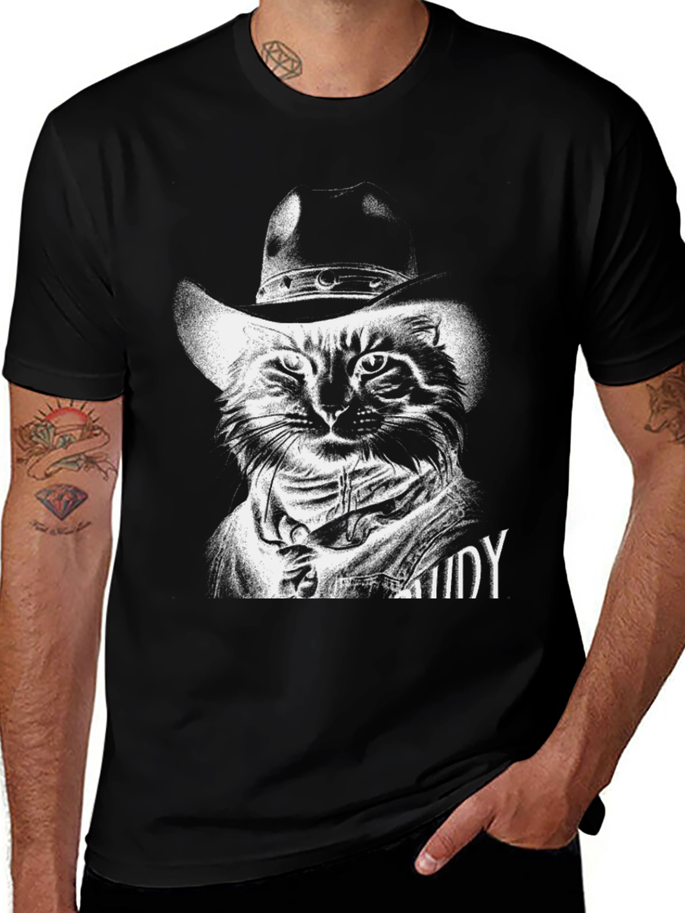 Cool Cat Cowboy T-Shirt - Unique Graphic Tee