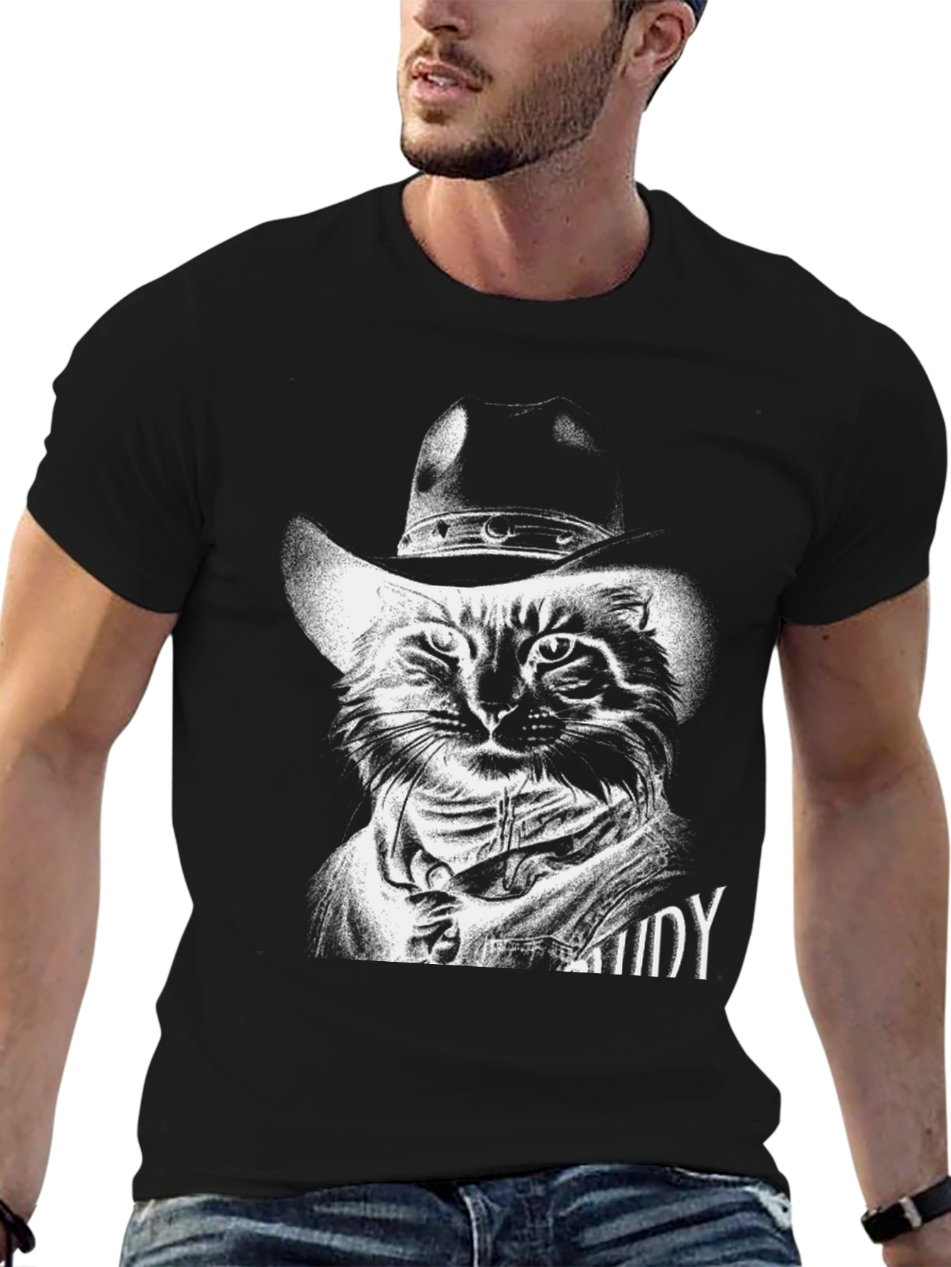 Cool Cat Cowboy T-Shirt - Unique Graphic Tee