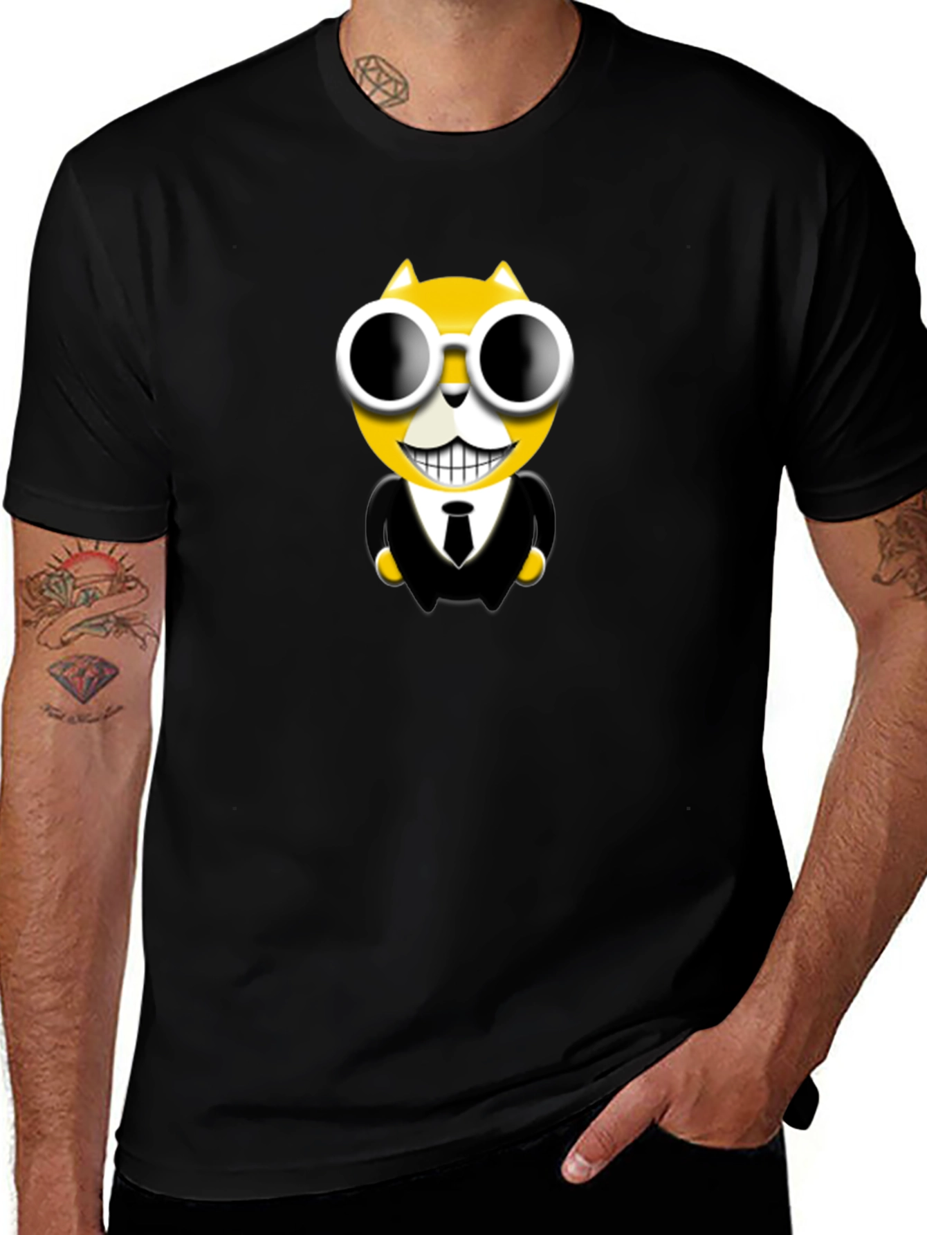 Cool Cat in Suit Graphic T-Shirt