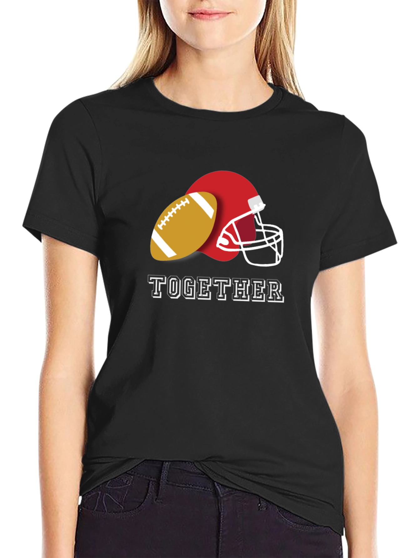 Together Football Helmet and Ball Graphic Tee
