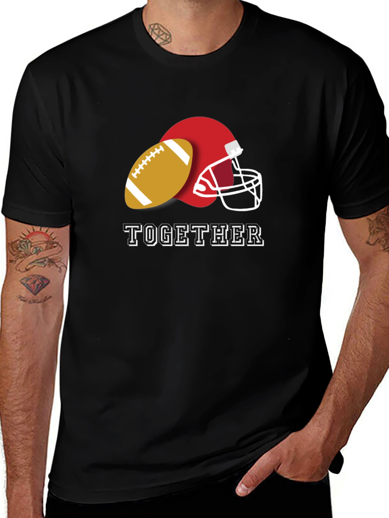 Together Football Helmet and Ball Graphic Tee