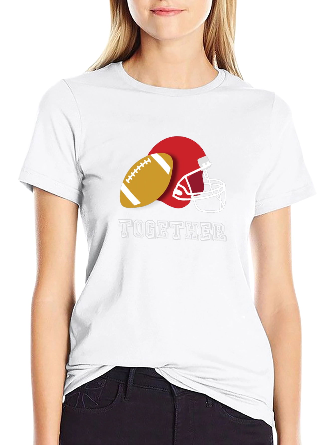 Together Football Helmet and Ball Graphic Tee