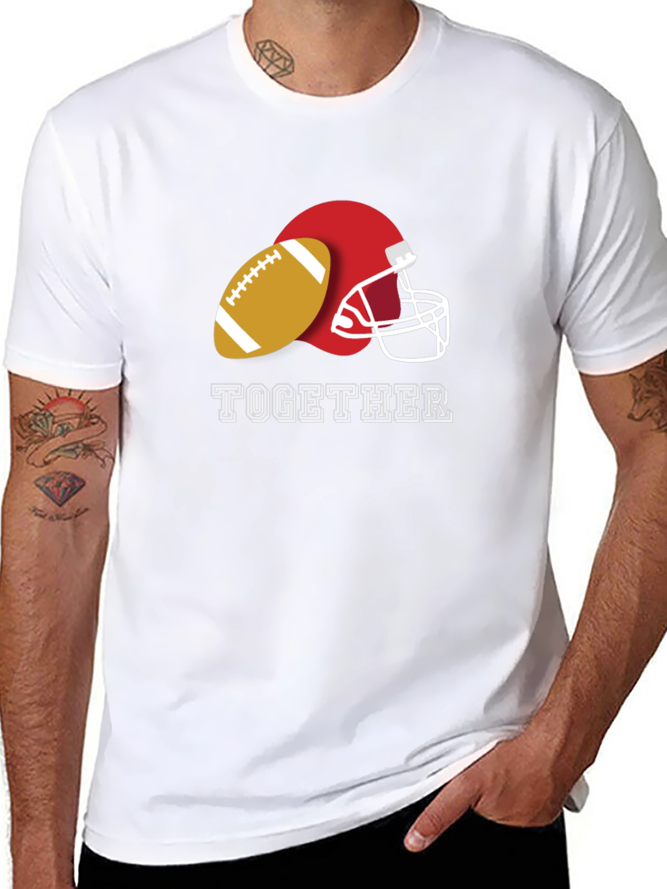 Together Football Helmet and Ball Graphic Tee