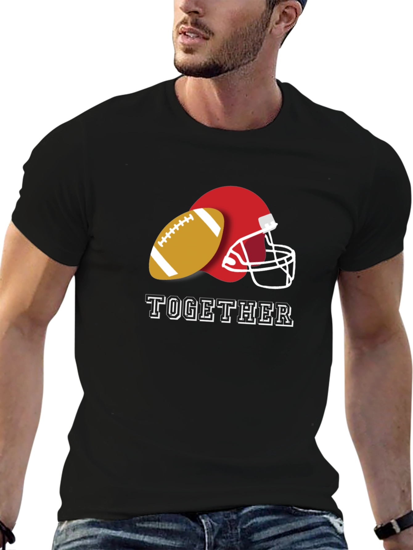 Together Football Helmet and Ball Graphic Tee