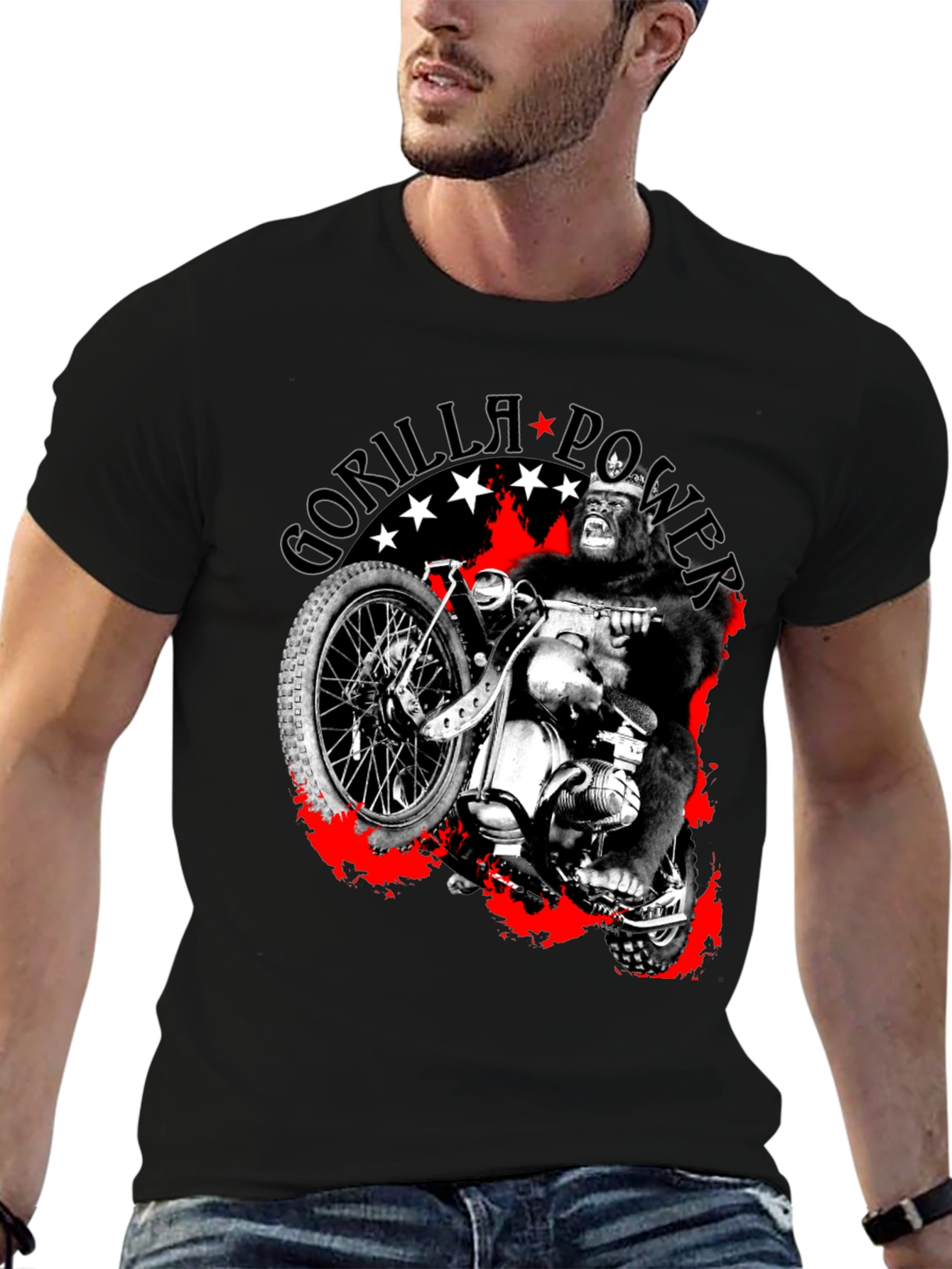Gorilla Power Motorcycle Graphic T-Shirt