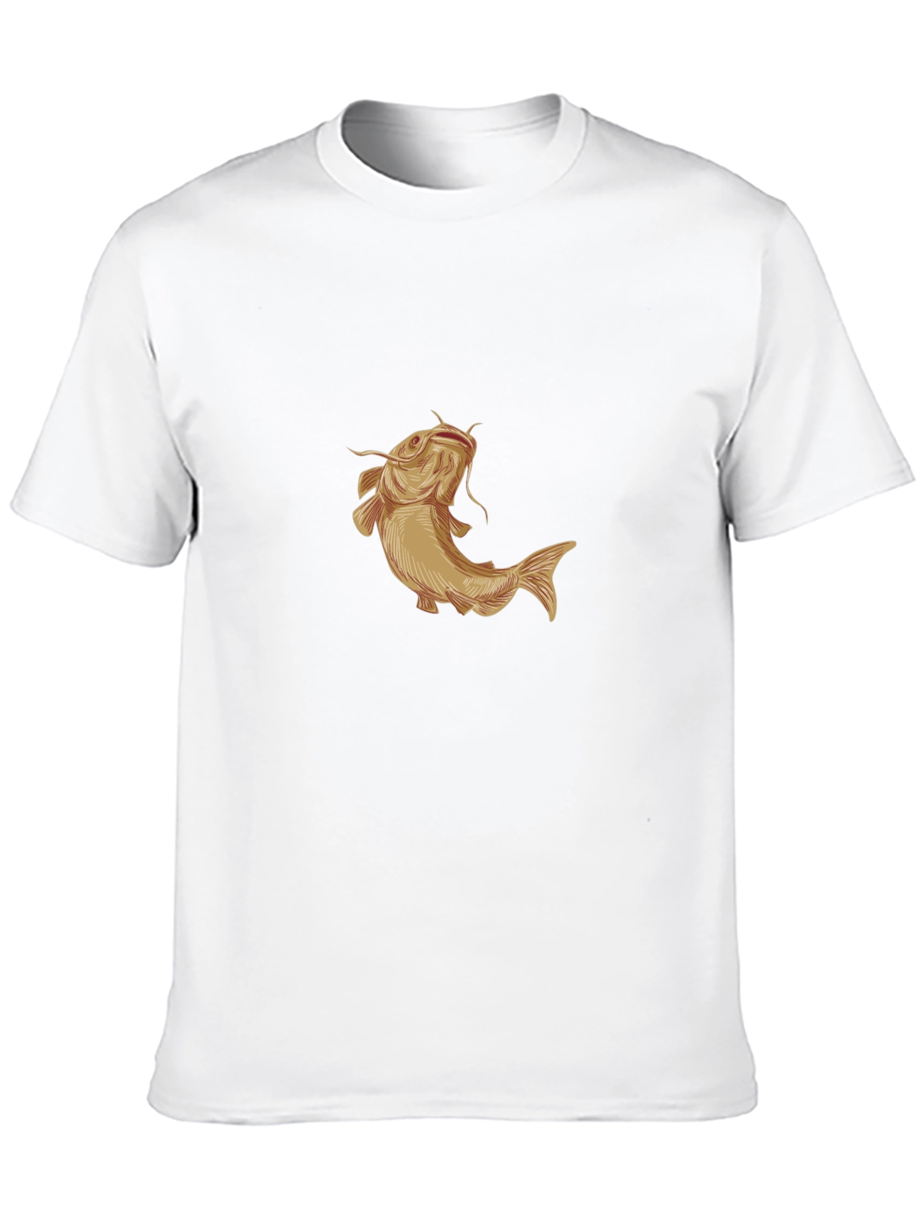 Mens Black T-Shirt with Gold Catfish Graphic