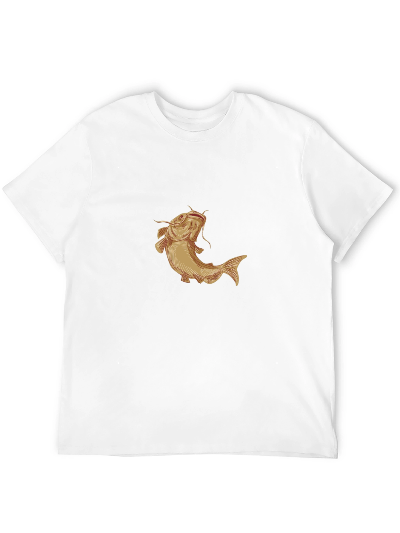 Mens Black T-Shirt with Gold Catfish Graphic