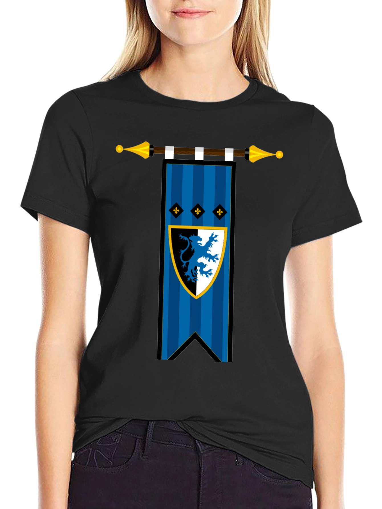 Medieval Lion Crest Black T-Shirt