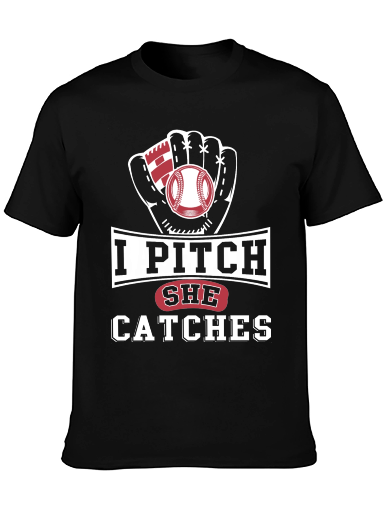I Pitch She Catches Baseball Graphic Tee