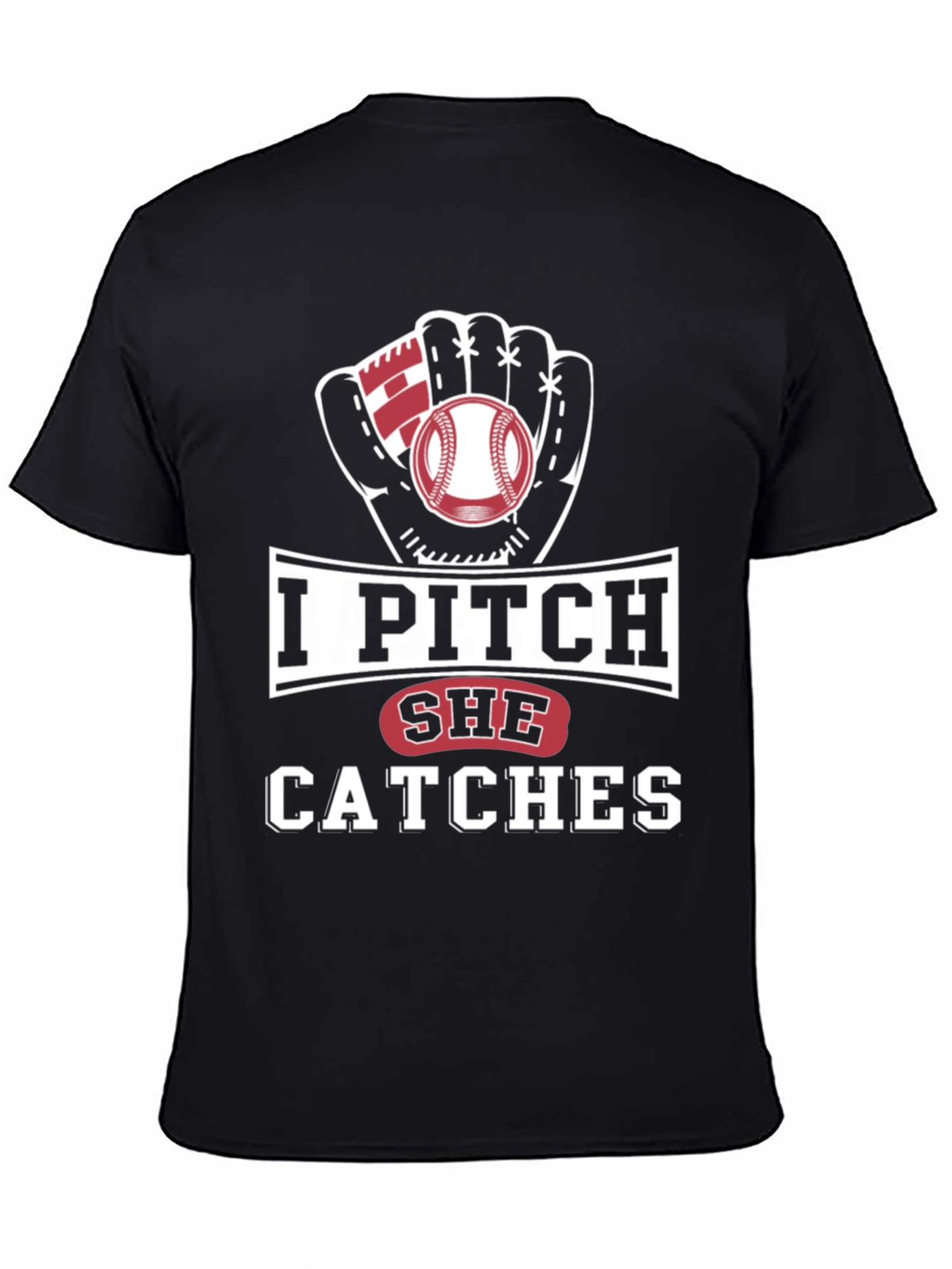 I Pitch She Catches Baseball Graphic Tee