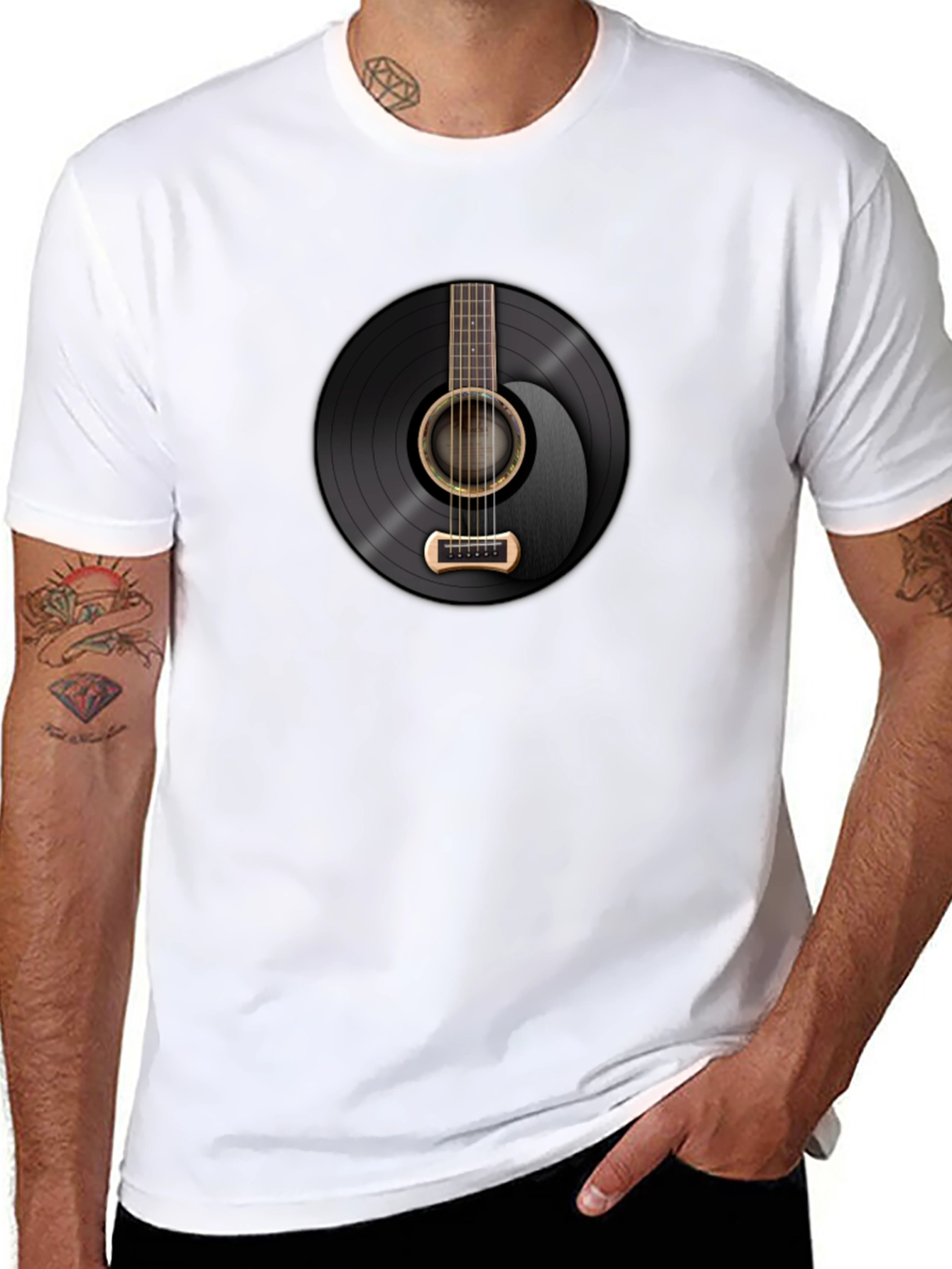 Guitar Record Graphic Tee - Black