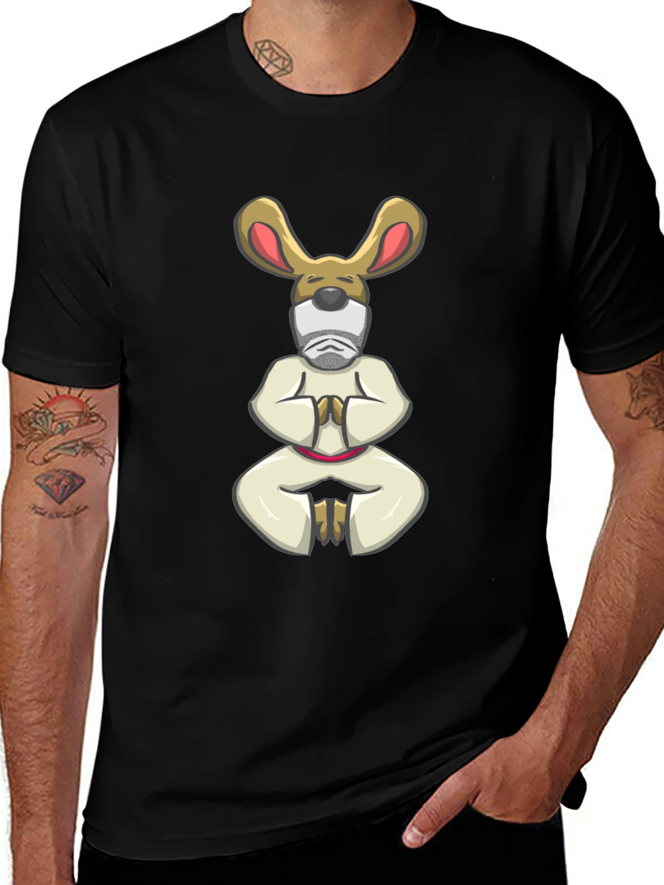 Zen Master Rabbit T-Shirt - Black Cotton Tee