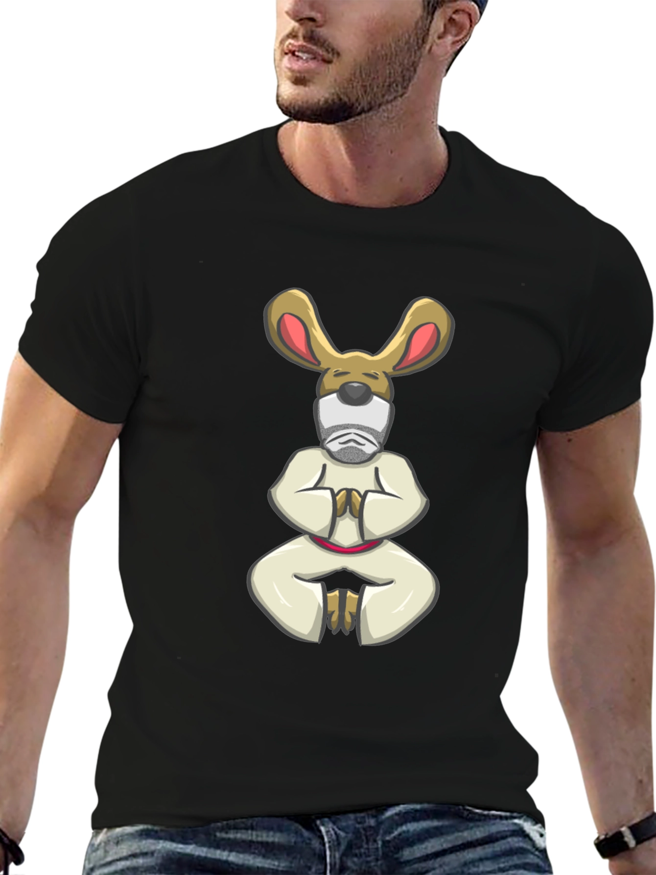 Zen Master Rabbit T-Shirt - Black Cotton Tee