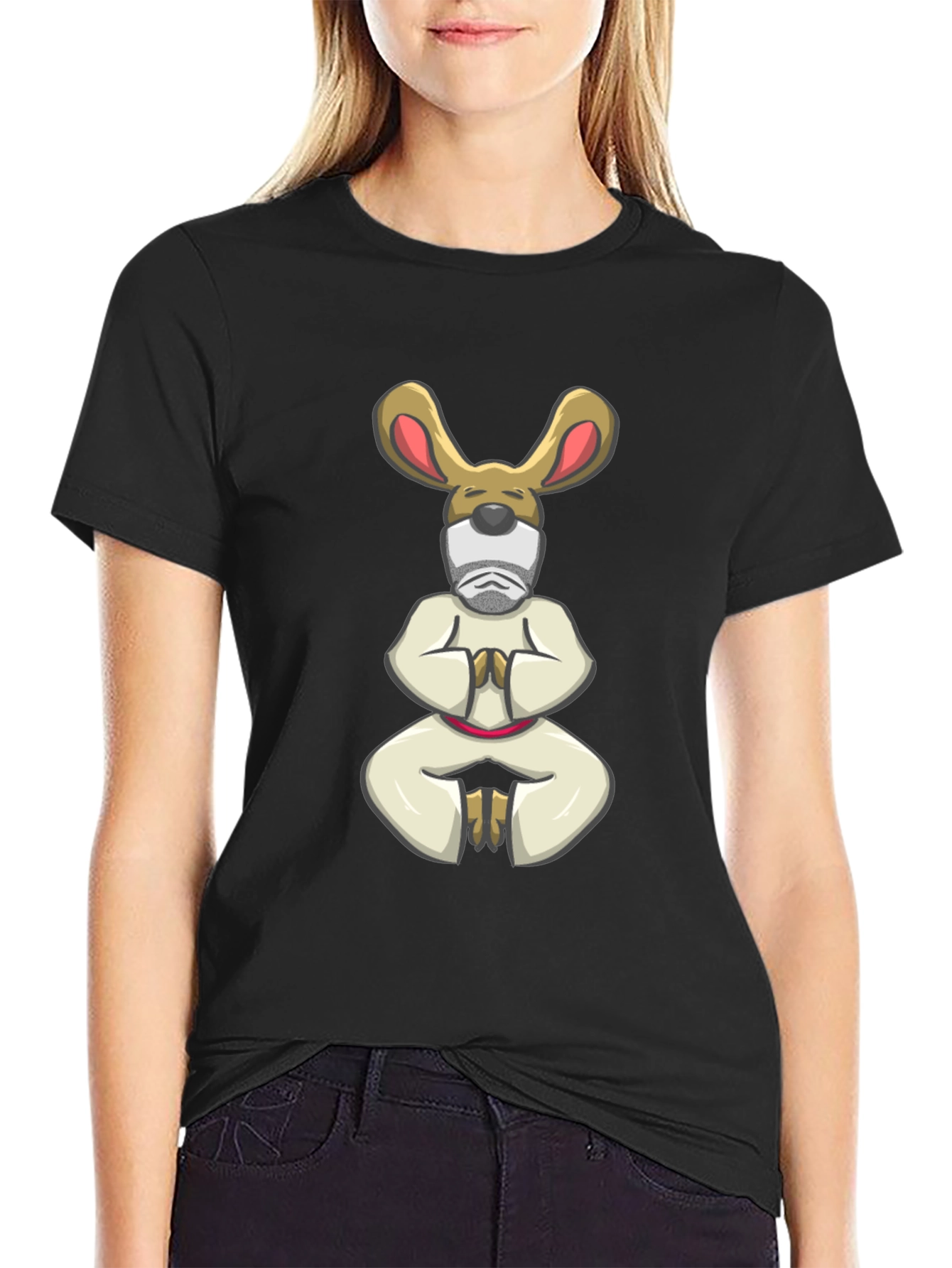 Zen Master Rabbit T-Shirt - Black Cotton Tee