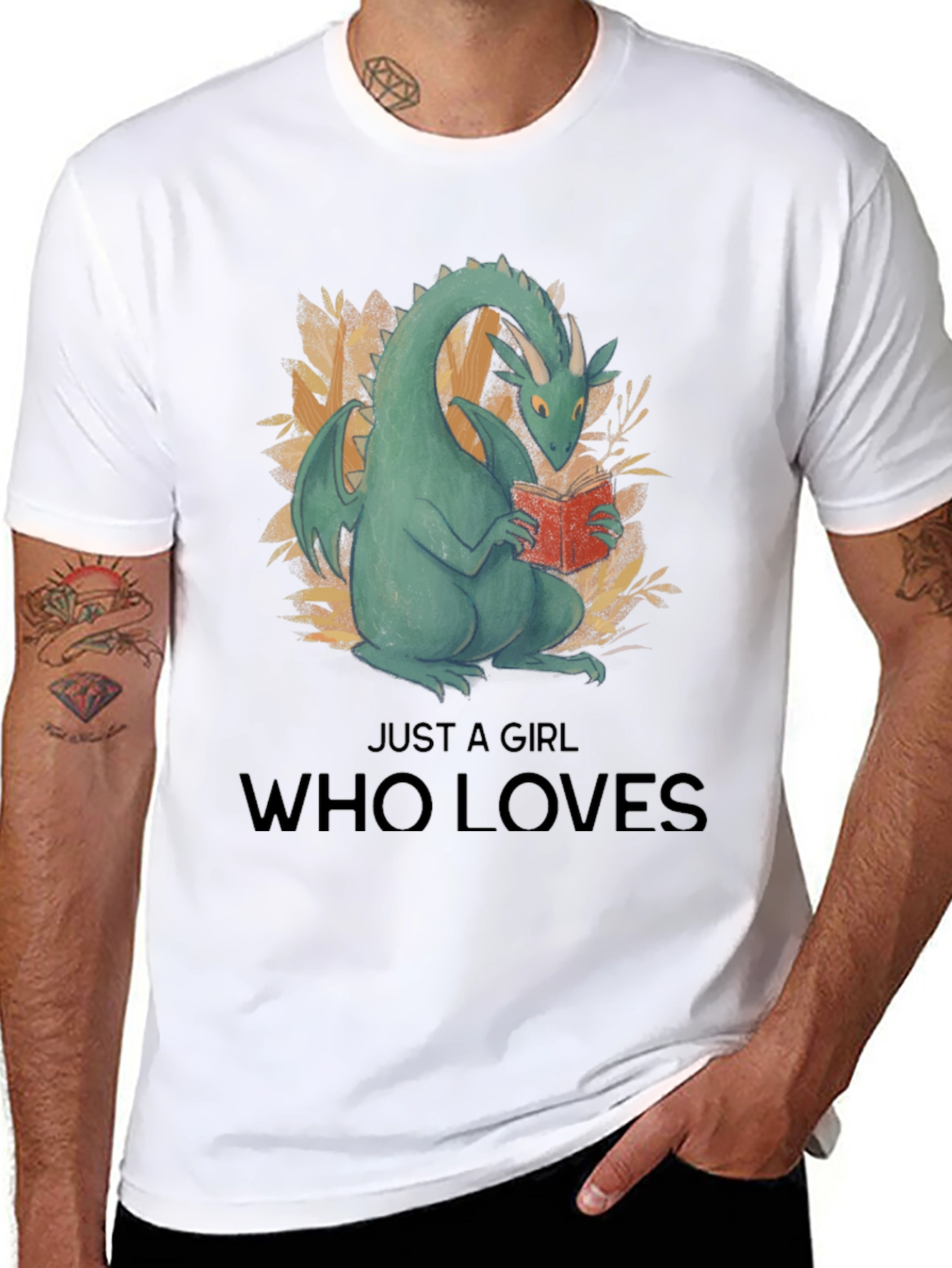 Dragon Reading Book Graphic T-Shirt