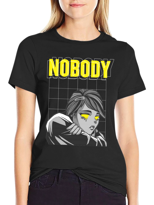 Nobody Anime Graphic T-Shirt Black