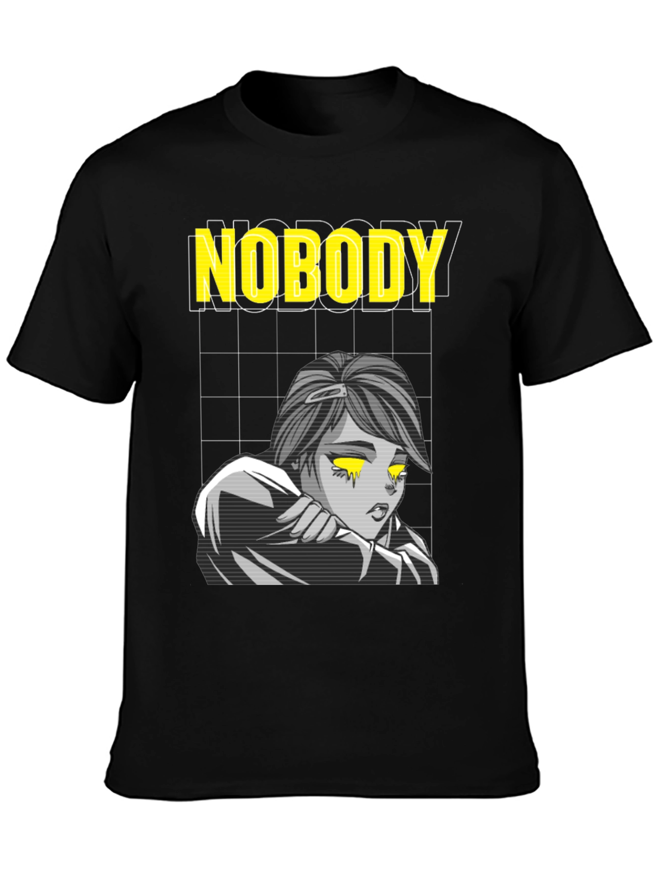 Nobody Anime Graphic T-Shirt Black