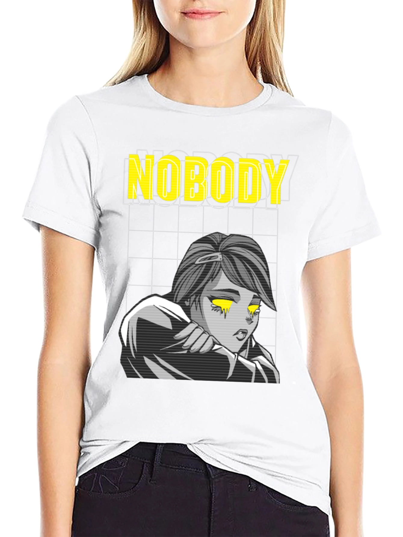Nobody Anime Graphic T-Shirt Black