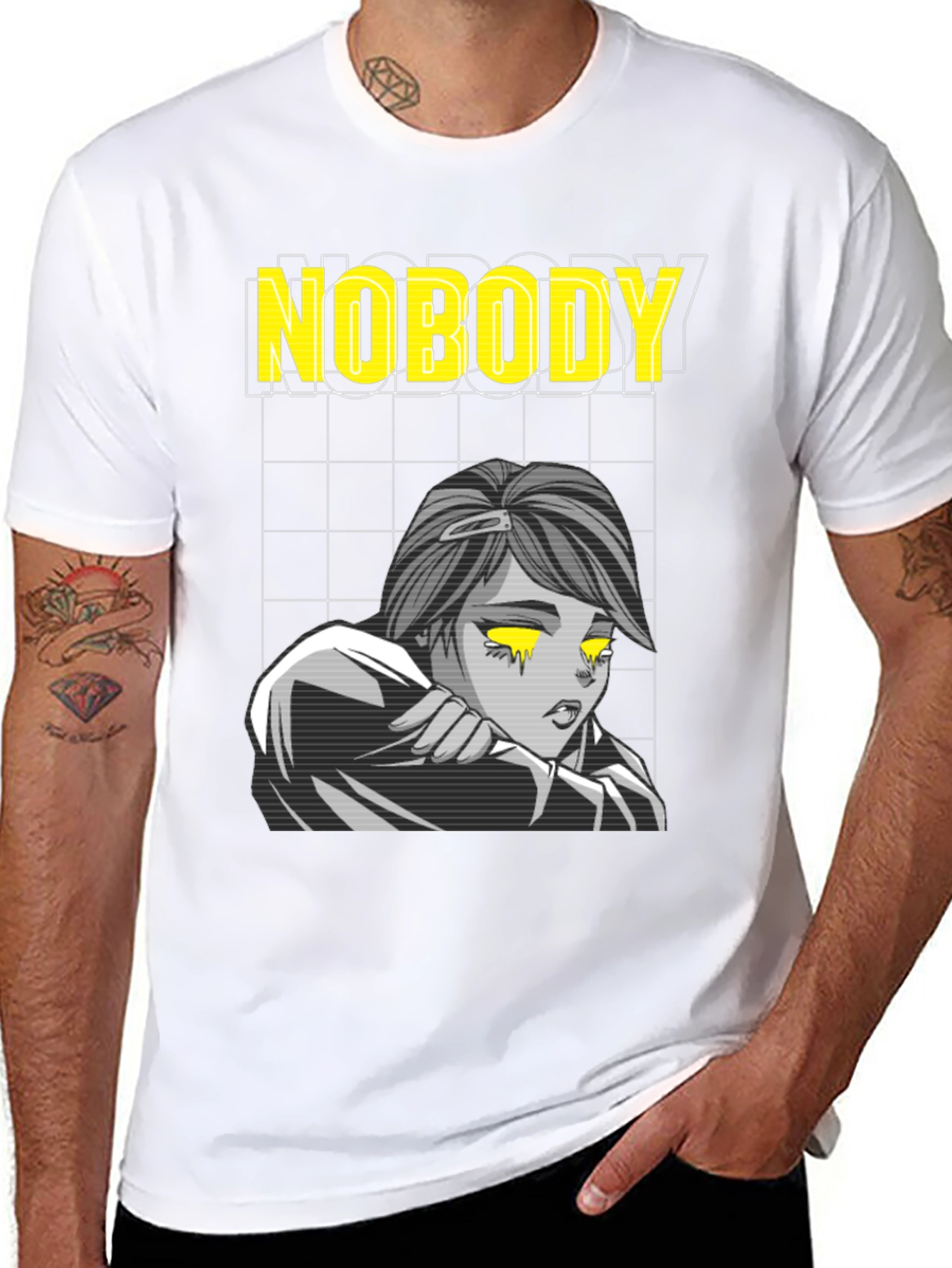 Nobody Anime Graphic T-Shirt Black