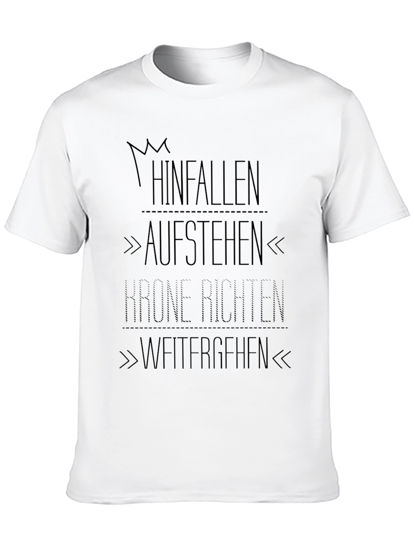 Motivational Black Graphic Tee - Hinfallen Aufstehen Design