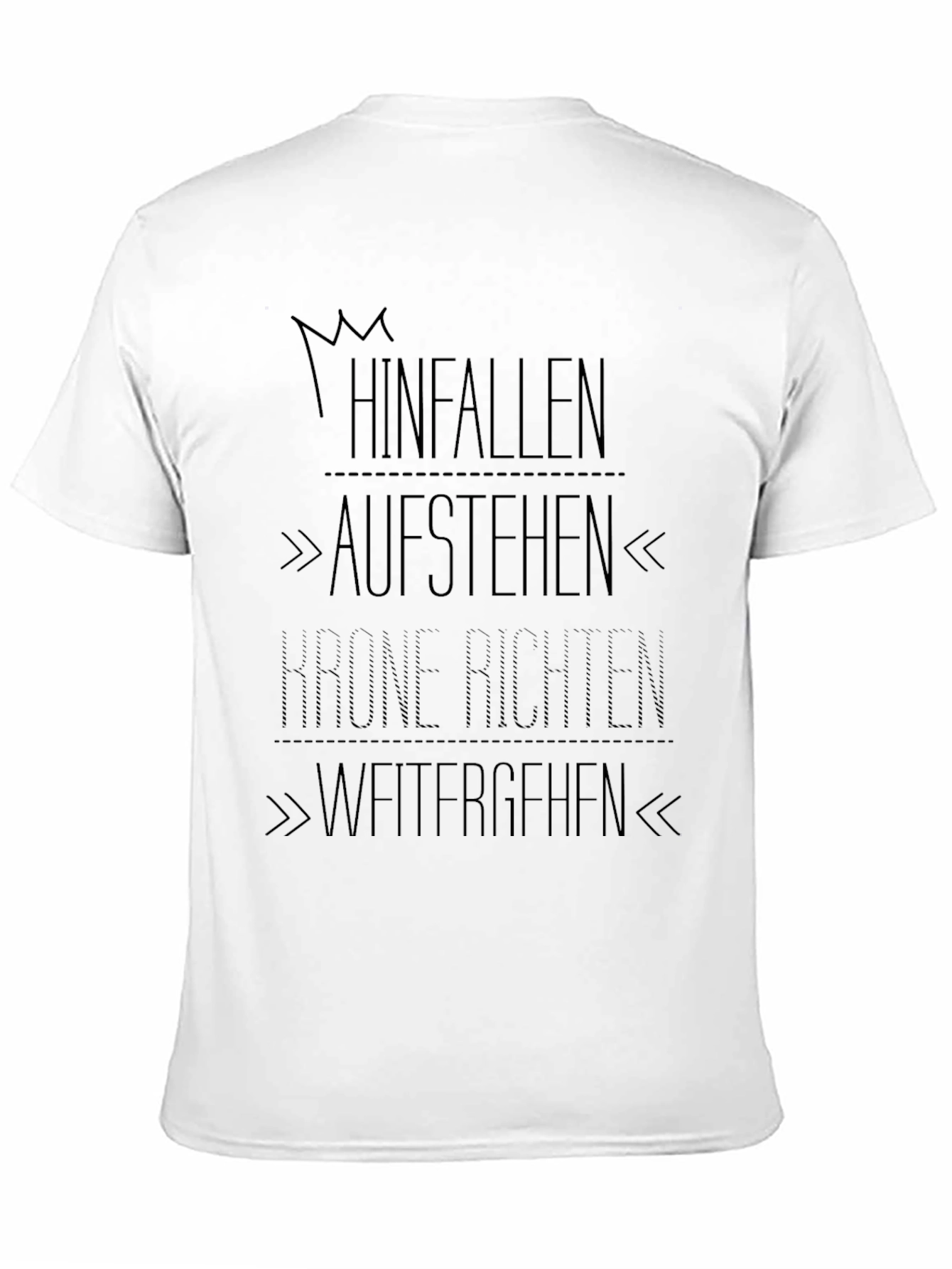 Motivational Black Graphic Tee - Hinfallen Aufstehen Design