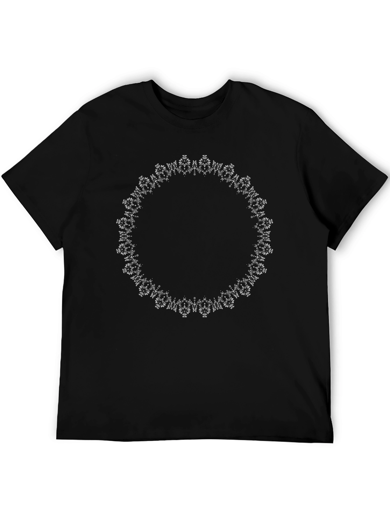 Black Tee with Ornamental Circle Design