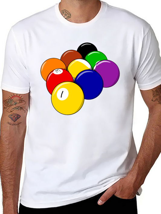 Billiard Balls Graphic T-Shirt - Black Cotton Tee