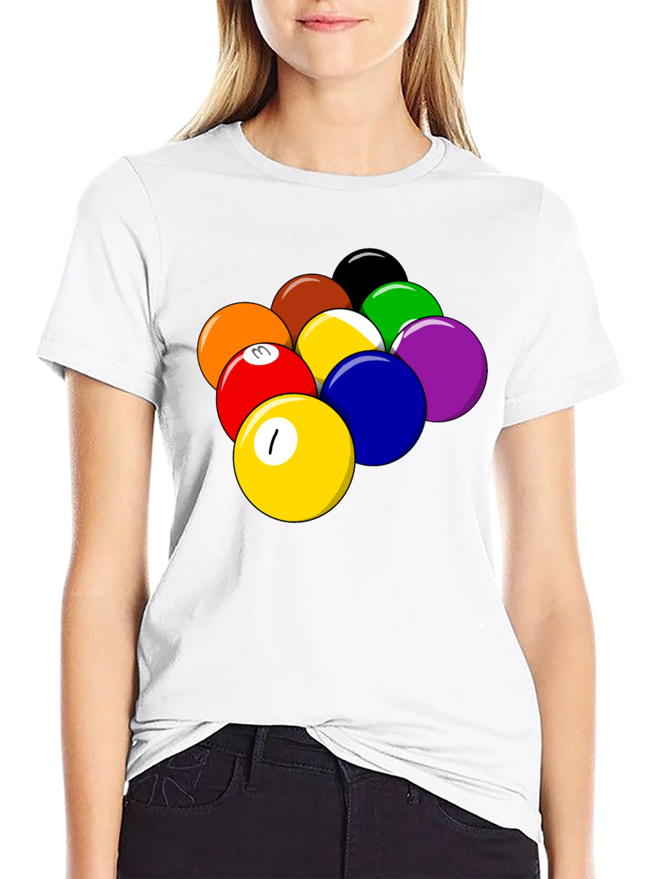 Billiard Balls Graphic T-Shirt - Black Cotton Tee
