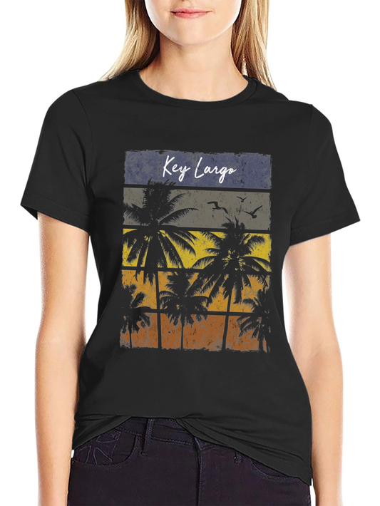 Key Largo Palm Tree Retro T-Shirt - Mens Black Tee