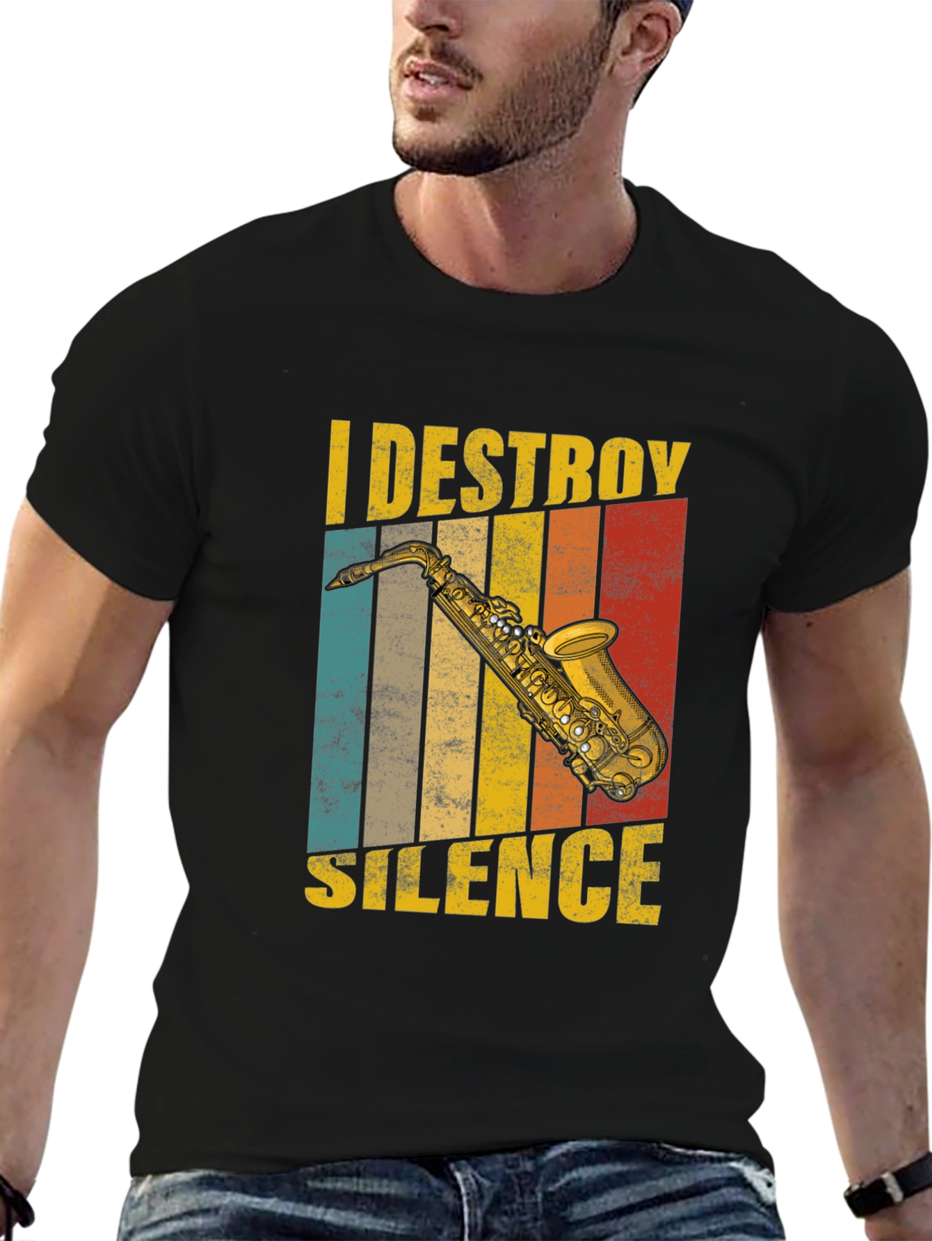 I Destroy Silence Saxophone T-Shirt