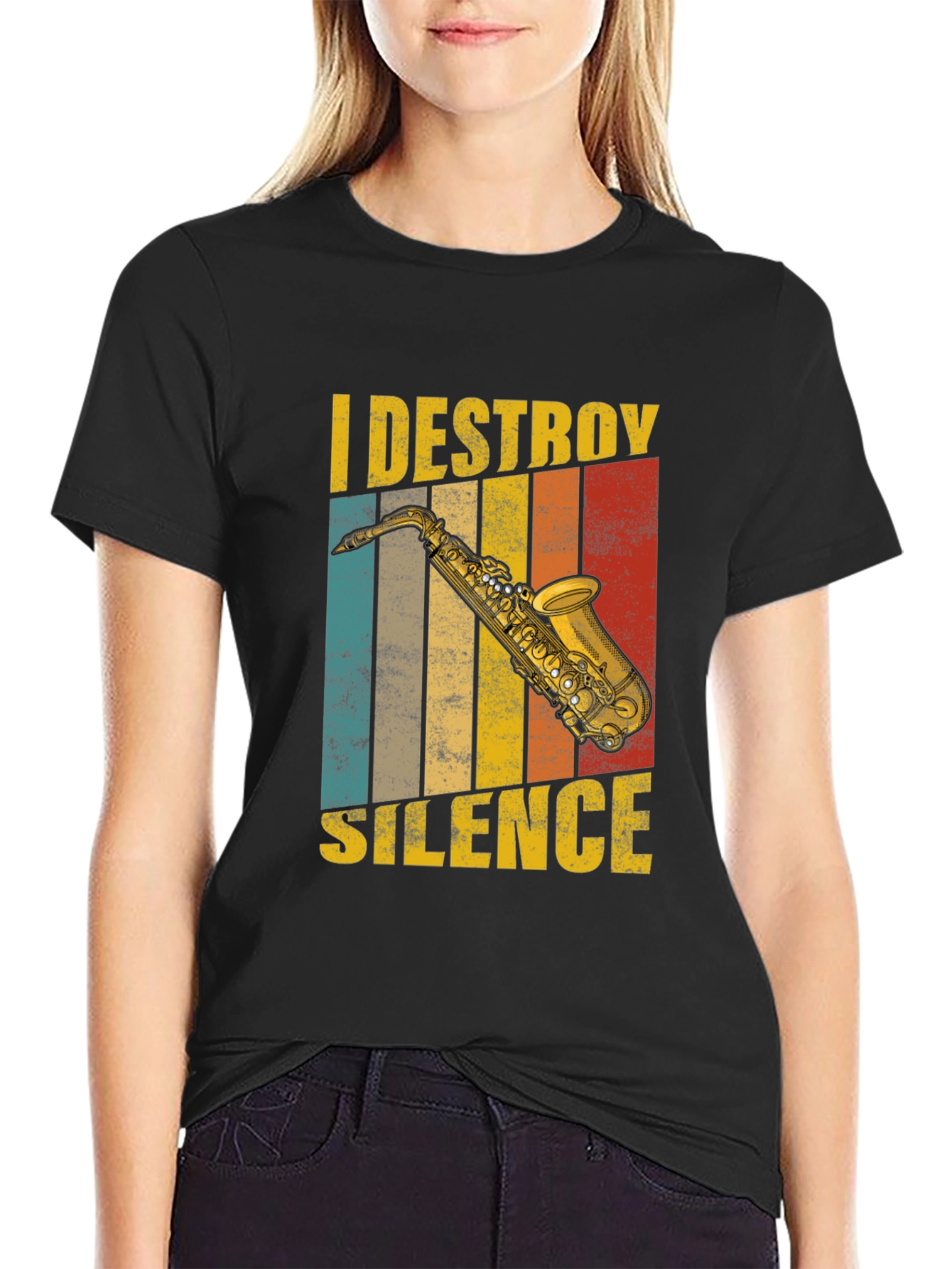 I Destroy Silence Saxophone T-Shirt