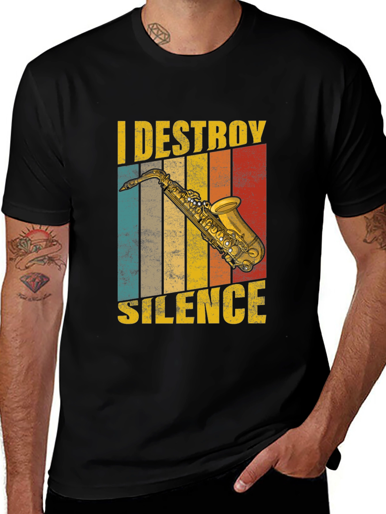 I Destroy Silence Saxophone T-Shirt