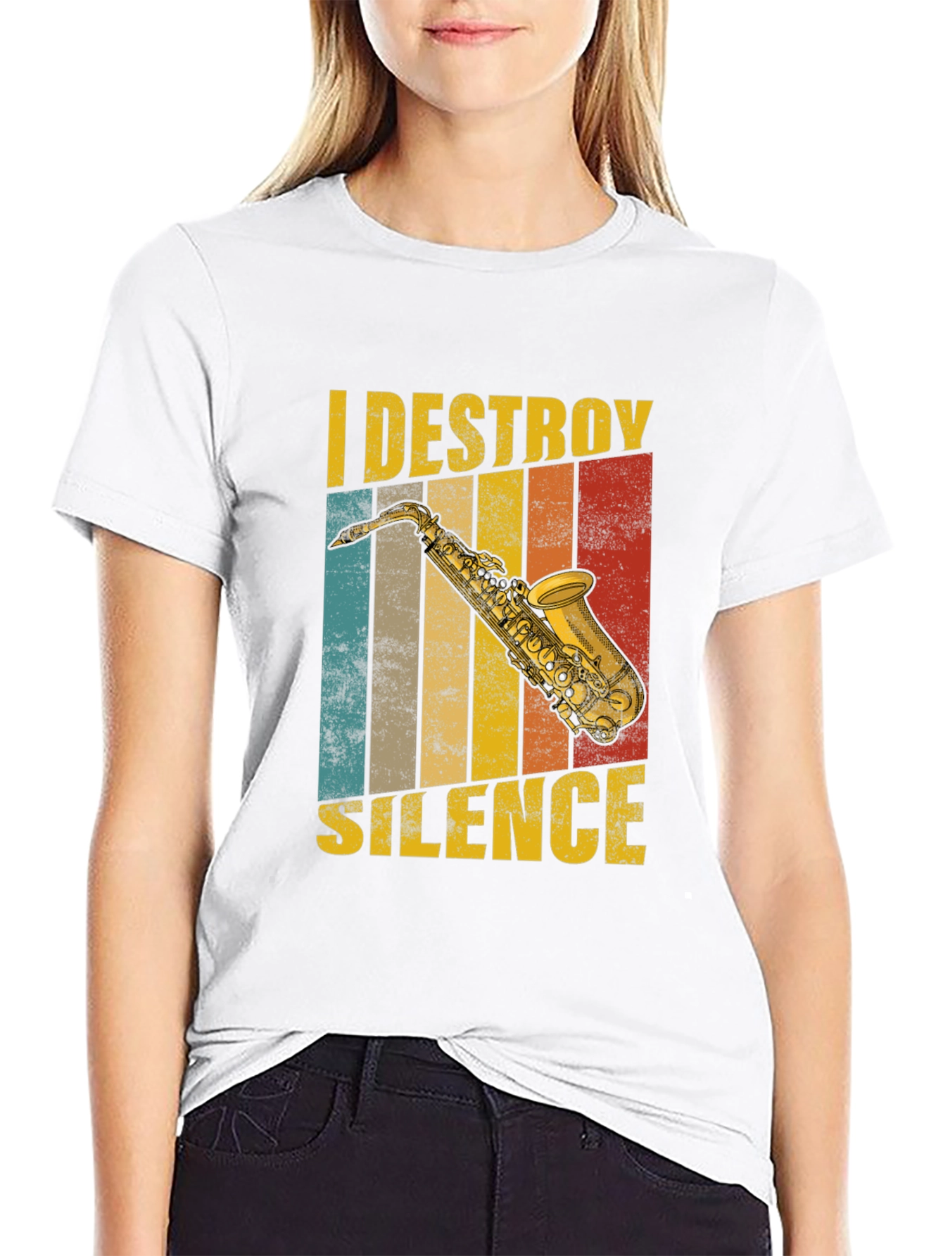 I Destroy Silence Saxophone T-Shirt