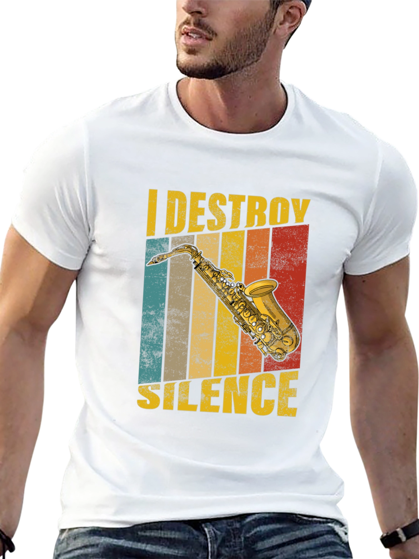 I Destroy Silence Saxophone T-Shirt