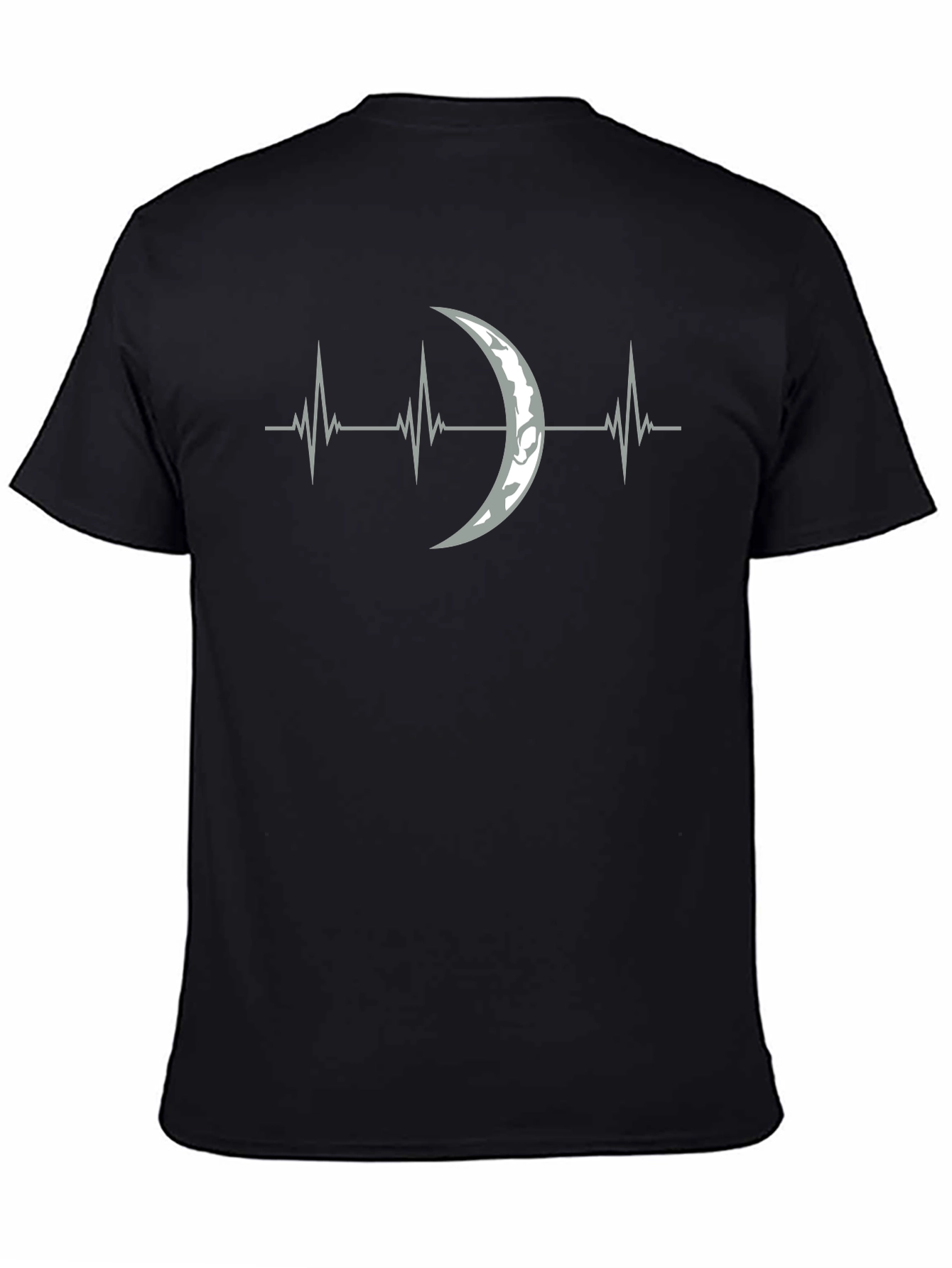 Moon Heartbeat Graphic Tee - Black Cotton T-Shirt