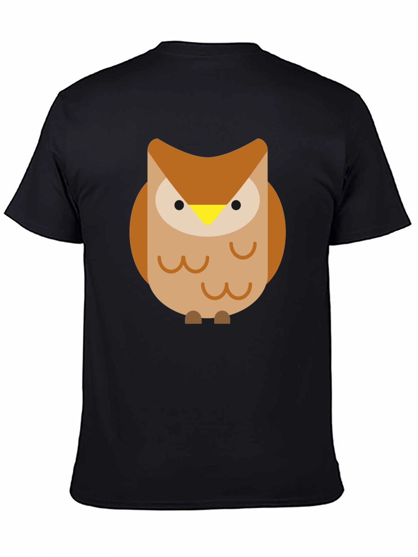 Cartoon Owl Graphic Black T-Shirt