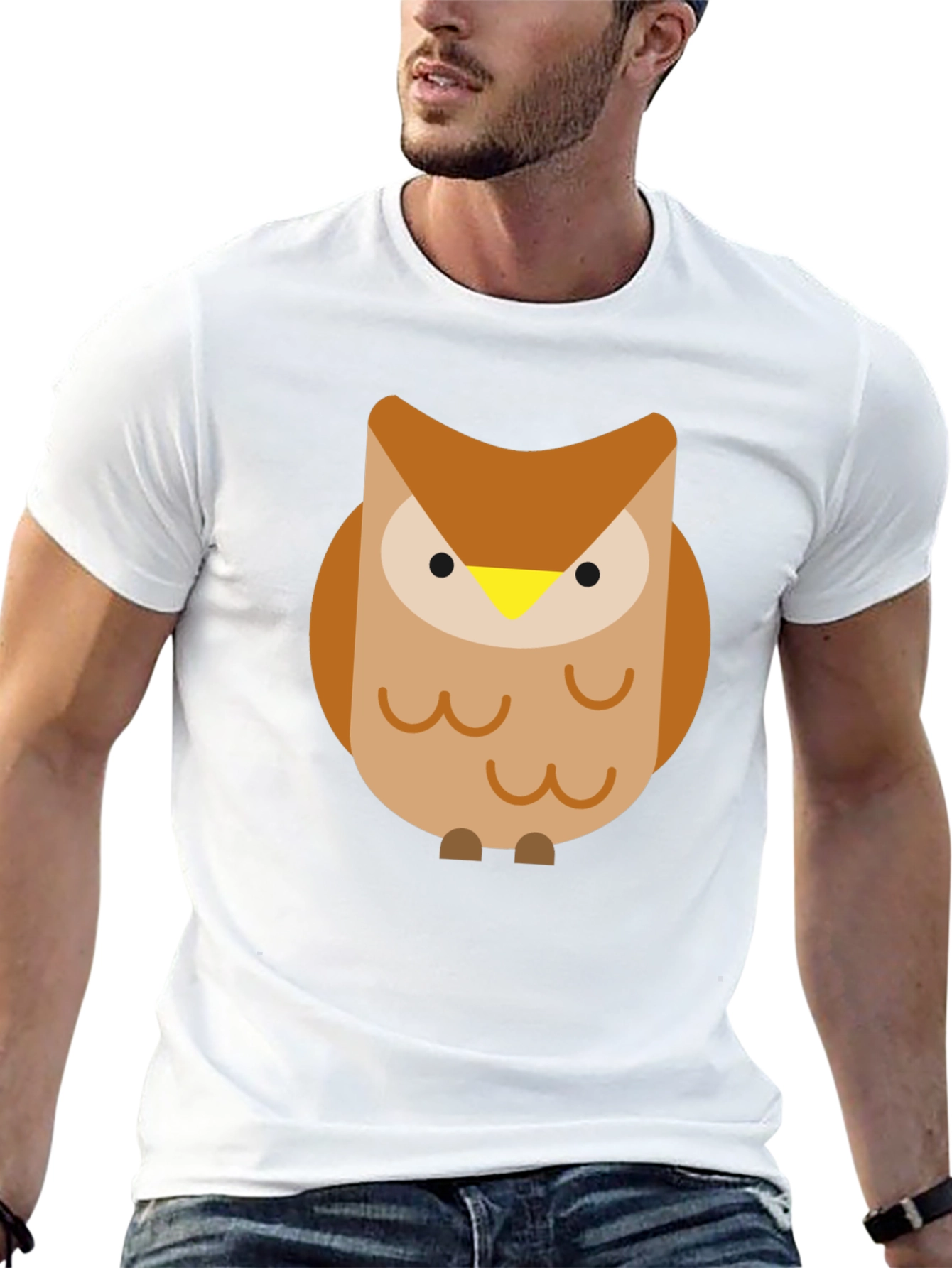 Cartoon Owl Graphic Black T-Shirt