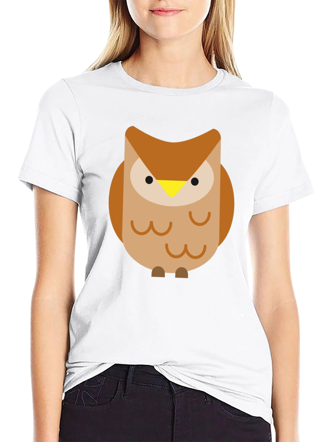 Cartoon Owl Graphic Black T-Shirt