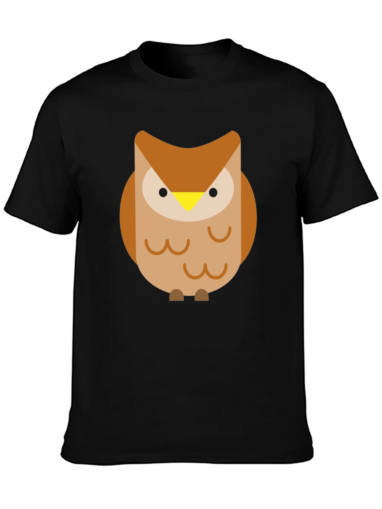 Cartoon Owl Graphic Black T-Shirt