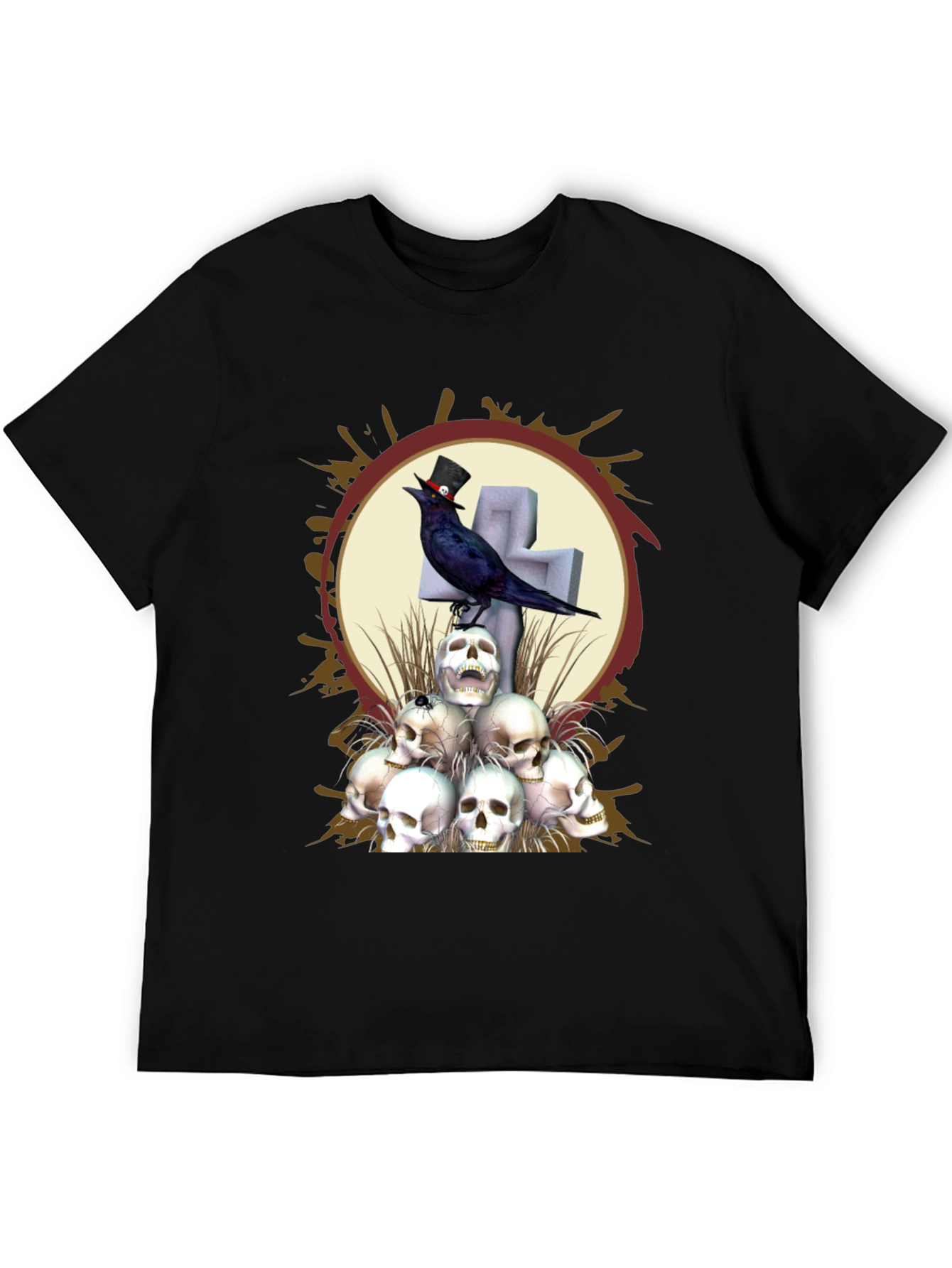 Skull & Raven Graphic T-Shirt - Gothic Style