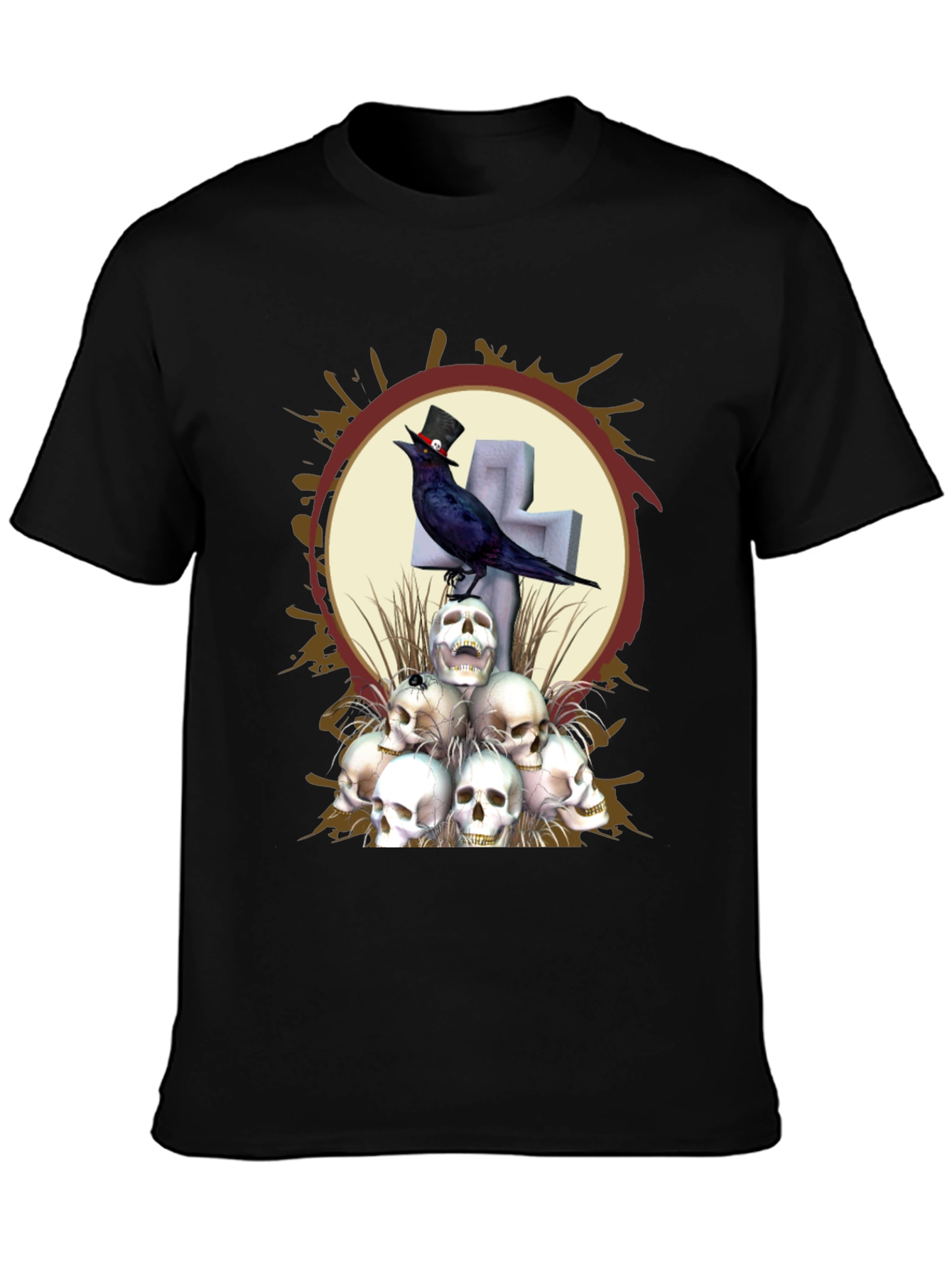 Skull & Raven Graphic T-Shirt - Gothic Style