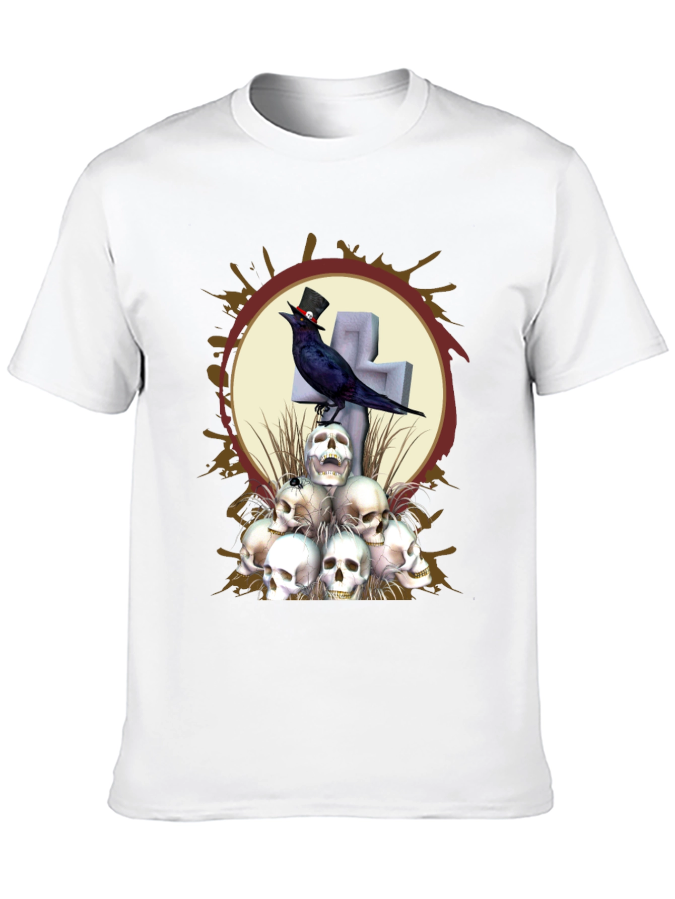 Skull & Raven Graphic T-Shirt - Gothic Style